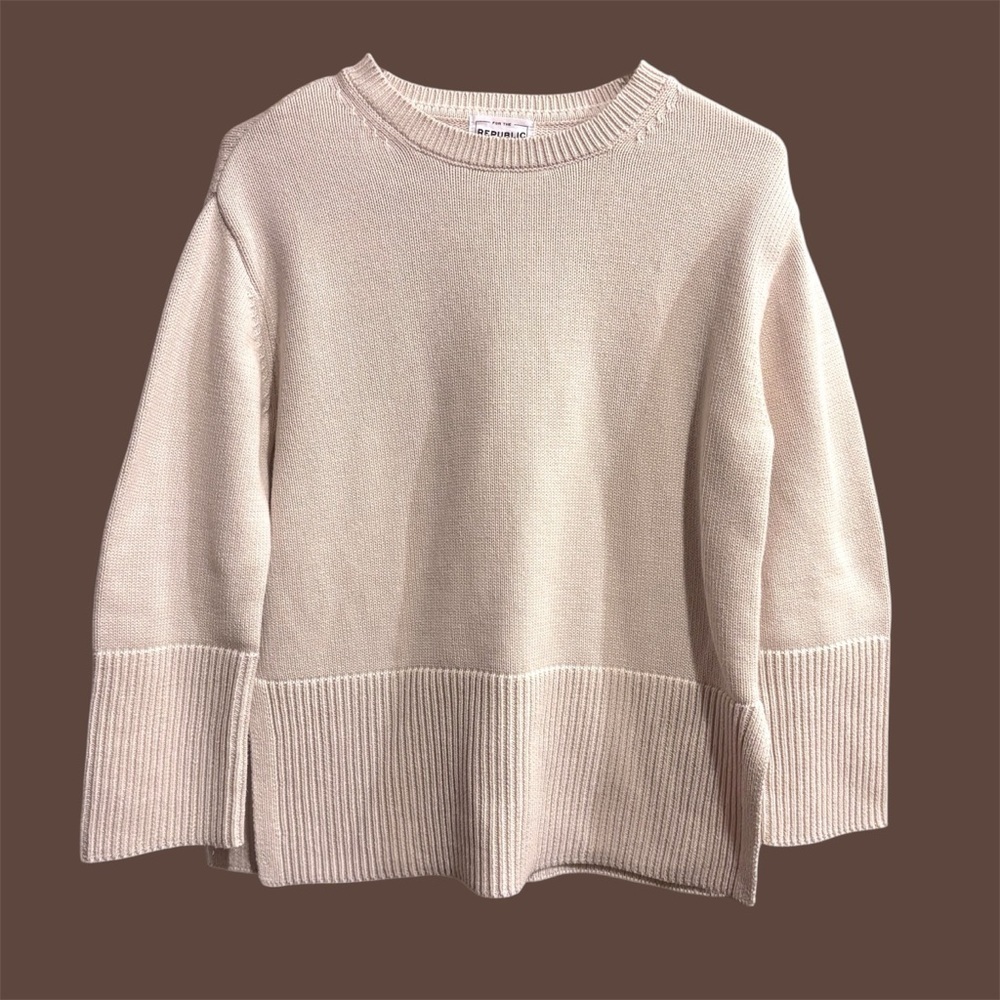For The Republic Cotton Ivory Crew Neck Sweater Women’s Size Medium